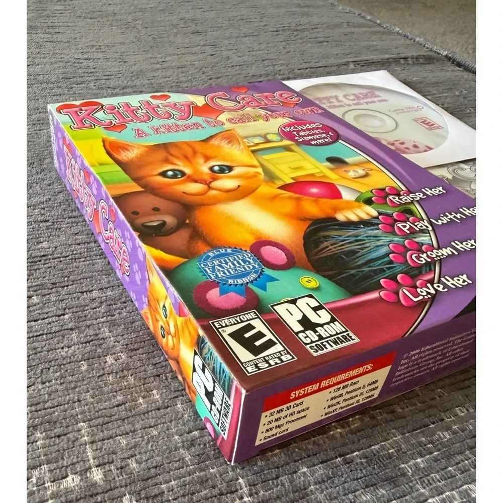Kitty Care PC CD-ROM Game Kids Big Box Virtual Pet